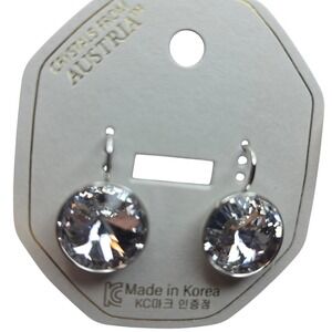 NWT! Swarovski Element‎ 15mm Bling Clear round Earrings. Dangle. Party. Wedding.